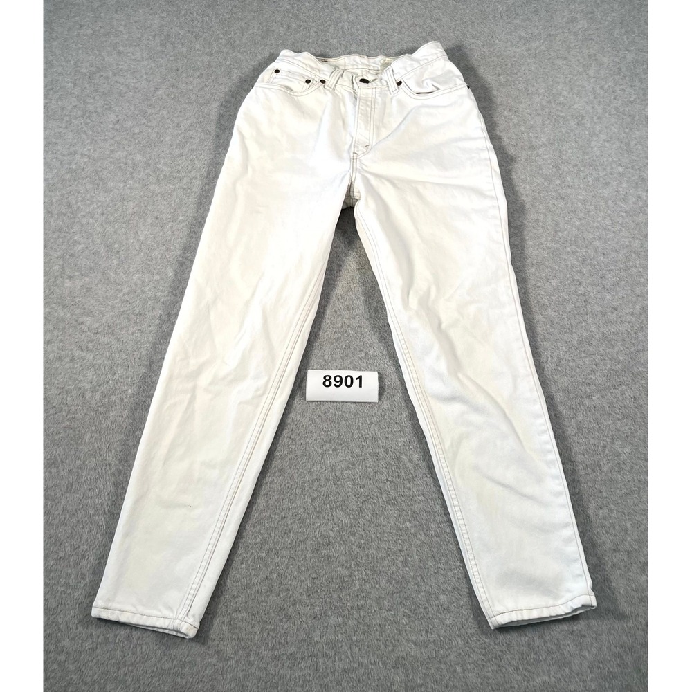 VTG Levi's 512 Slim Fit Tapered Leg Jeans Womens 9 White Denim Cotton Light Wash